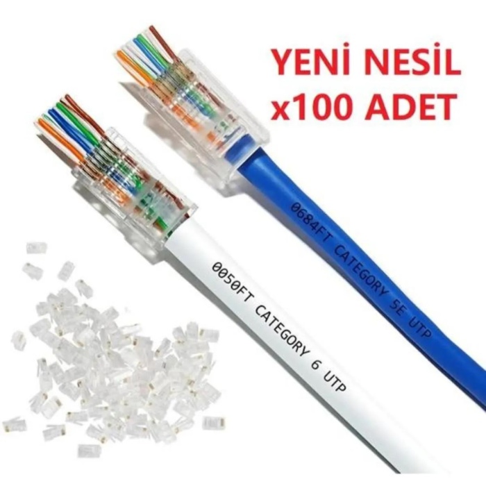 RJ45 PL-6157 Cat6 Yeni Nesil Delikli Jack Konnektör 100 Adet