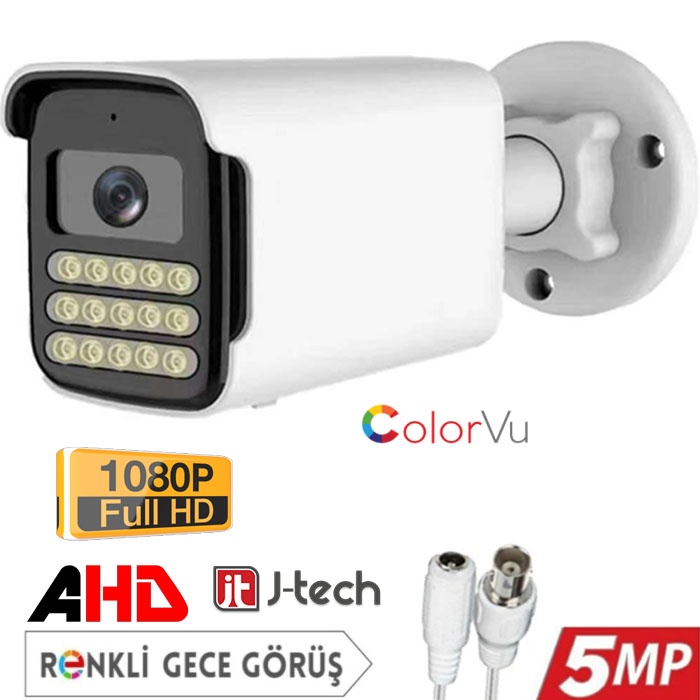 J-TECH 3080 5MP 15 LED SONY LENS Gece Renkli Warm Light 1080P AHD Güvenlik Kamera