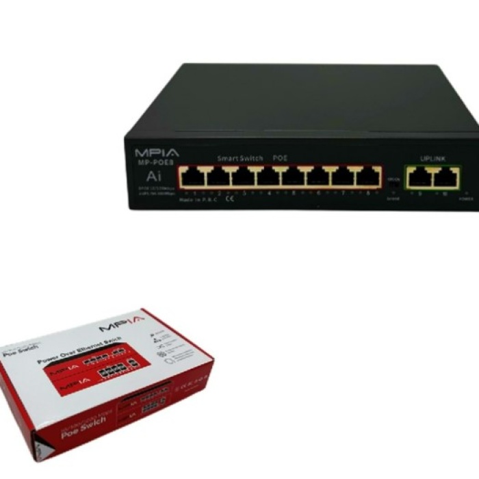MPIA MP-POE8 8 Port 2*10/100Mbps PoE Switch 2 Uplink - 8 Port PoE Switch 120W Watt