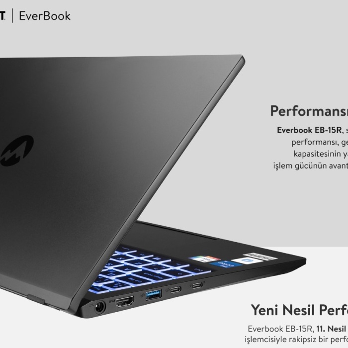 Everest EVERBOOK EB-15R Core i5 1135G7 32GB 500GB NVME 15.6 FHD IPS Türkçe Q Win10 Home Notebook