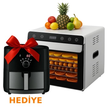 Dalle SS-06A Paslanmaz Meyve Sebze Kurutma Makinesi - Airfryer Hediyeli