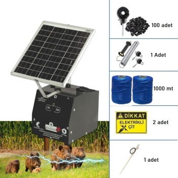 Pars P2518/1000A Güneş Enerjili Ve Akülü Elektrikli Hazır Çit Sistemi Ahşap İzolatörlü