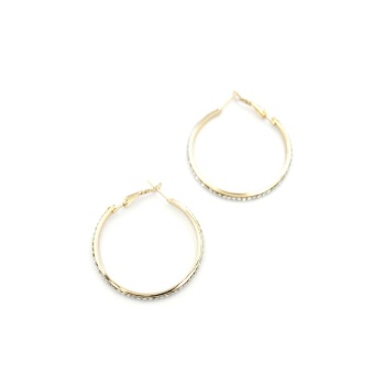 Taşlı Halka Küpe - Altın