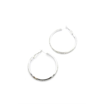 Taşlı Halka Küpe - Gümüş