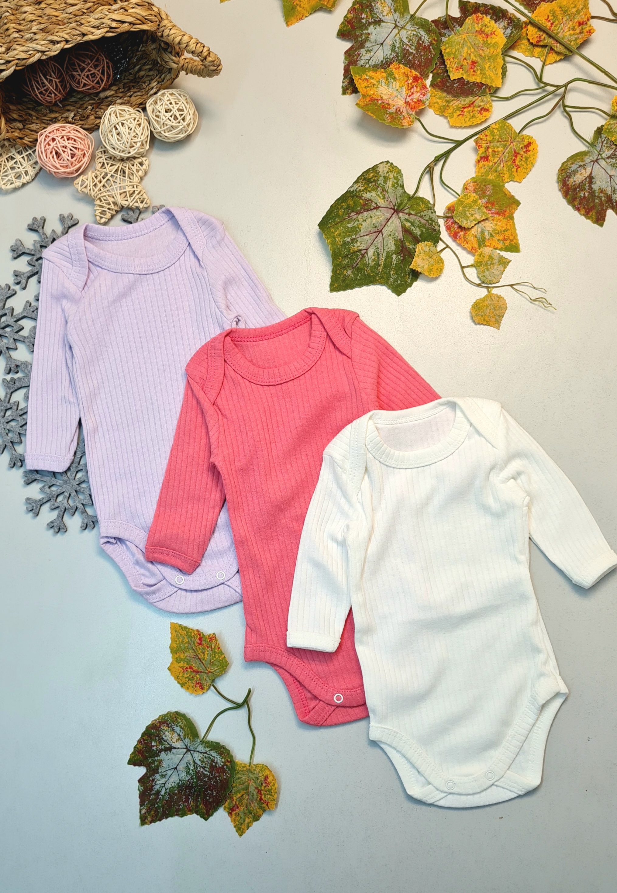 CemBebe Üçlü Raporlu Bebek Çıtçıtlı Body (Pembe)