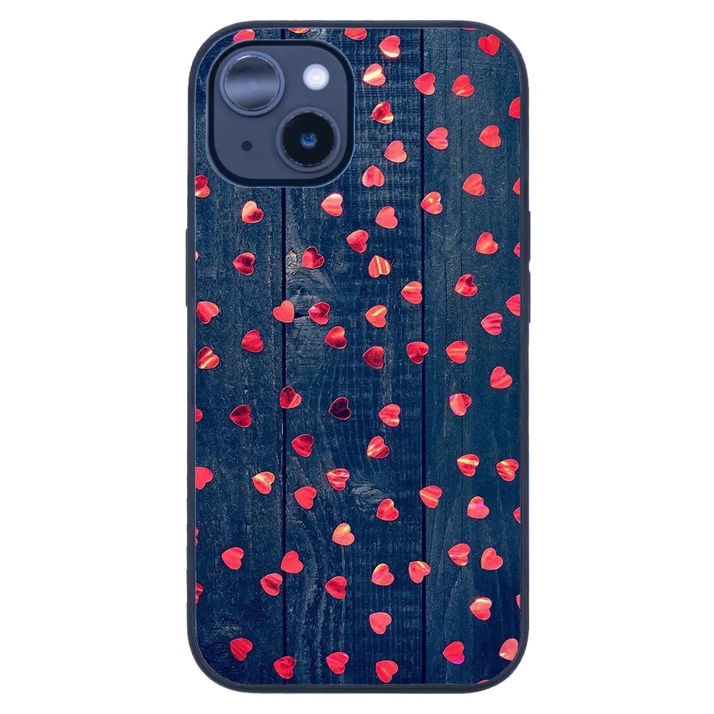 iPhone 14 Plus Tamperli Glossy Cam Kapak - Hearts