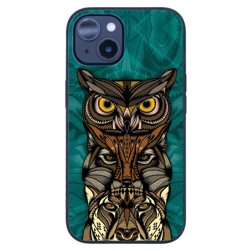iPhone 14 Tamperli Glossy Cam Kapak - Owl