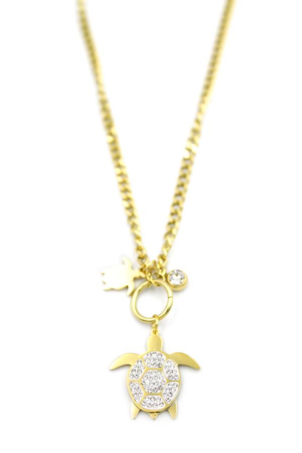 Kaplumbağ Kolye - Altın Rengi