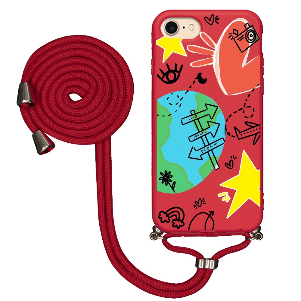 iPhone 7 İpli Lansman Kılıf - World