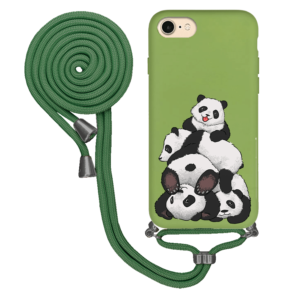 iPhone 7 İpli Lansman Kılıf - Cute Pandas
