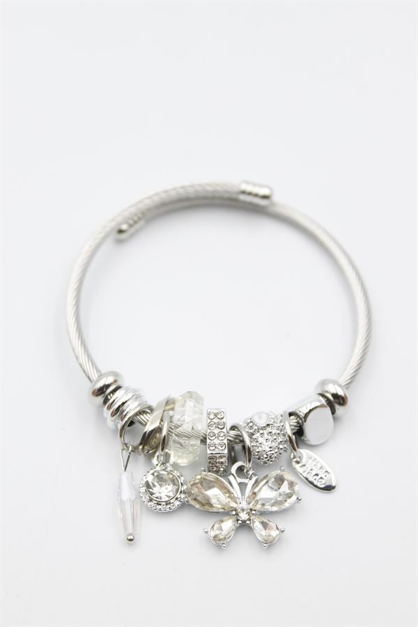 Kelebek Charm Bilezik - Beyaz