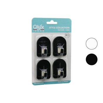 Qlux L-00950 4pcs Dome Askı No-2 Kubbeli - Siyah - Beyaz - Plastik Askı Yapışkanlı Montaj (4915) Go-53-vice/(1395)
