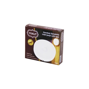 Sensörlü Usb Şarjlı   Beyaz Led  Yuvarlak Lamba  Çap: 8.3cm - Kalınlık: 2cm - Sensör Algılama =0--3mt (4915) Go-53-vice/(1395)