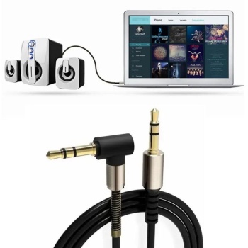 3.5mm Aux Kablosu Jak Erkek Erkek L Tipi 1 Metre Ses Aktarım Kablosu (4915) Go-53-vice/(1395)