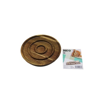 Akasya Yuvarlak  2 Bölmeli=1+1  Ahşap Servis Sunum Tepsi - Tahtası  20 X 1.4cm (4915) Go-53-vice/(1395)