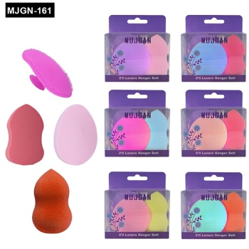 3+1 Parça Renkli Makyaj Sünger Silikon Fırça Seti (4915) Go-53-vice/(1395)