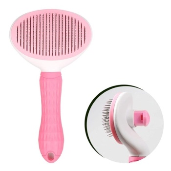 Kedi Köpek Tüy Toplayıcı Kendini Temizleyebilen Ergonomik Saplı Evcil Hayvan Tarağı Pembe (4915) Go-53-vice/(1395)