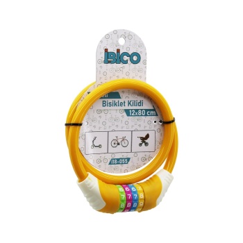 Şifreli Kalın Bisiklet Kilit Çelik Tel Turuncu Renkli Kılıf 12mmx80cm (4915) Go-53-vice/(1395)