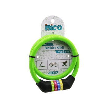 Şifreli İnce Bisiklet Kilit Çelik Tel Yeşil Renkli Kılıf 9mmx65cm (4915) Go-53-vice/(1395)