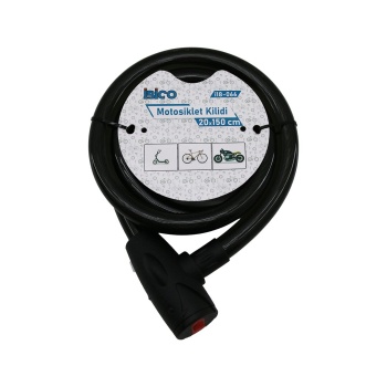 Anahtarlı Aç-kapa Kilit Kapaklı Motor - Bisiklet Kilit Çelik Tel Siyah Şeffaf Kılıf 20mmx150cm (4915) Go-53-vice/(1395)
