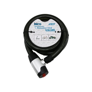 Anahtarlı Aç-kapa Kilit Kapaklı Motor - Bisiklet Kilit Çelik Tel Siyah Şeffaf Kılıf 24mmx150cm (4915) Go-53-vice/(1395)