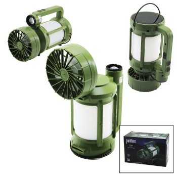 3in1=fan - 2-fener Solar - Usb Şarj Vantilatör - Kamp Lamba Fener:10w+5wfan=90 Derece Oynar Baş- Tek Kademe Pt-576 (4915) Go-53-vice/(1395)