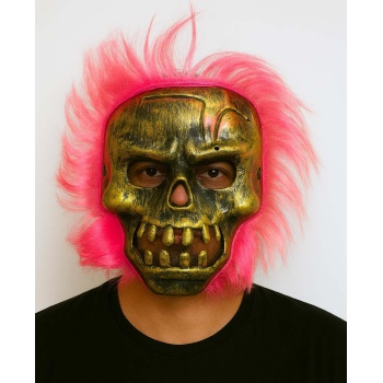 Wild Skull - Bakır Kafatası Pembe Saçlı İskelet Maske (4915) Go-53-vice/(1395)