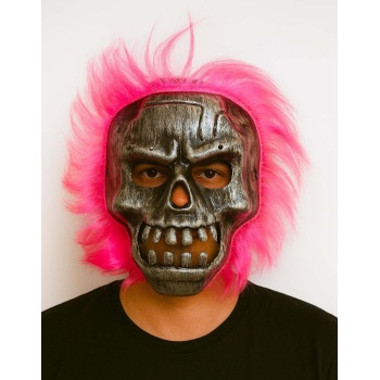 Wild Skull - Gümüş Kafatası Pembe Saçlı İskelet Maske (4915) Go-53-vice/(1395)