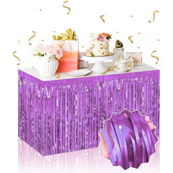 Kendinden Yapışkanlı Mor Metalize Püsküllü Masa Eteği – 75 X 275 Cm Parti Süslemesi (4915) Go-53-vice/(1395)