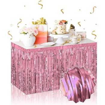 Kendinden Yapışkanlı Rose Gold Metalize Püsküllü Masa Eteği – 75 X 275 Cm Parti Süslemesi (4915) Go-53-vice/(1395)