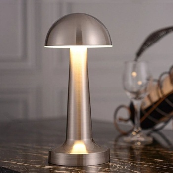 Mantar Model Silver Renk Şarjlı Dokunmatik 3 Renkli Led Masa Lambası (4915) Go-53-vice/(1395)