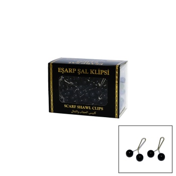 Siyah 100 Parça  Eşarp Başörtü - Şal Klipsi (4915) Go-53-vice/(1395)
