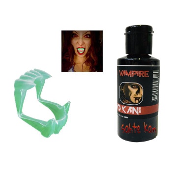Fosforlu Çift Damak Takma Vampir Dişi Ve 50 Gr Tiyatro Kanı (4915) Go-53-vice/(1395)
