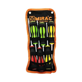 Bez Çantalı   Renkli - Kauçuk Kaplama Saplı   Darbeli   6lı Set   Çift Taraflı  Tornavida Takımı (4915) Go-53-vice/(1395)