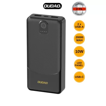 Powerbank Dudao K10pro 2.4a 20000mah 2 X Usb-a - Siyah (4915) Go-53-vice/(1395)