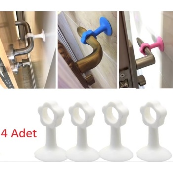 Vantuzlu Geçmeli Kapı Kolu Stoper 4lü Set Beyaz (4915) Go-53-vice/(1395)