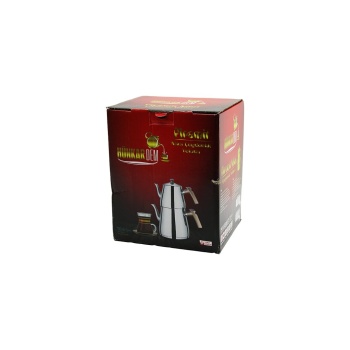 Pramit Mini Boy Çelik Çaydanlık Seti - Takımı Renkli Bakalit Kulp Üst Demlik: 0.9lt - Alt Suluk: 1.5lt Kendinden Süzgeçli (4915)