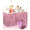 Kendinden Yapışkanlı Rose Gold Metalize Püsküllü Masa Eteği – 75 X 275 Cm Parti Süslemesi (4915) Go-53-vice/(1395)