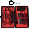 18 Parça Manikür Pedikür Set Kutusu Çelik Deri Çantalı Bakım Seti (4915) Go-53-vice/(1395)