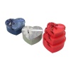 3pcs Kalp Çizgili Mix Renkli - Kabartma Desen Karton Hediye Kutusu Kurdelalı 22x20-19x17-16x14cm (4915)