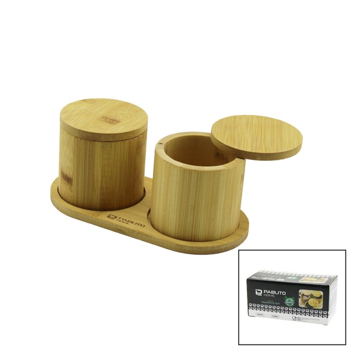 2pcs Ahşap Bambu Baharatlık Yuvarlak=8x8altlık=9.5x19.5çevir Aç-mıknatıslı Kapak (4915) Go-53-vice/(1395)