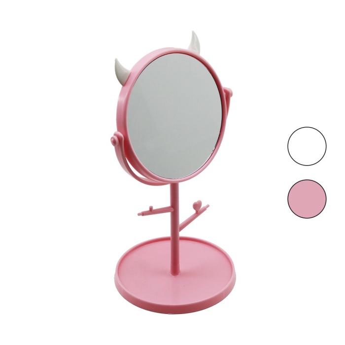 6 İnç  - 15cm Yuvarlak - Boynuzlutakı Askılıklı Makyaj Aynası Renkli Plastik Takılık Sepetli=15cm (4915) Go-53-vice/(1395)