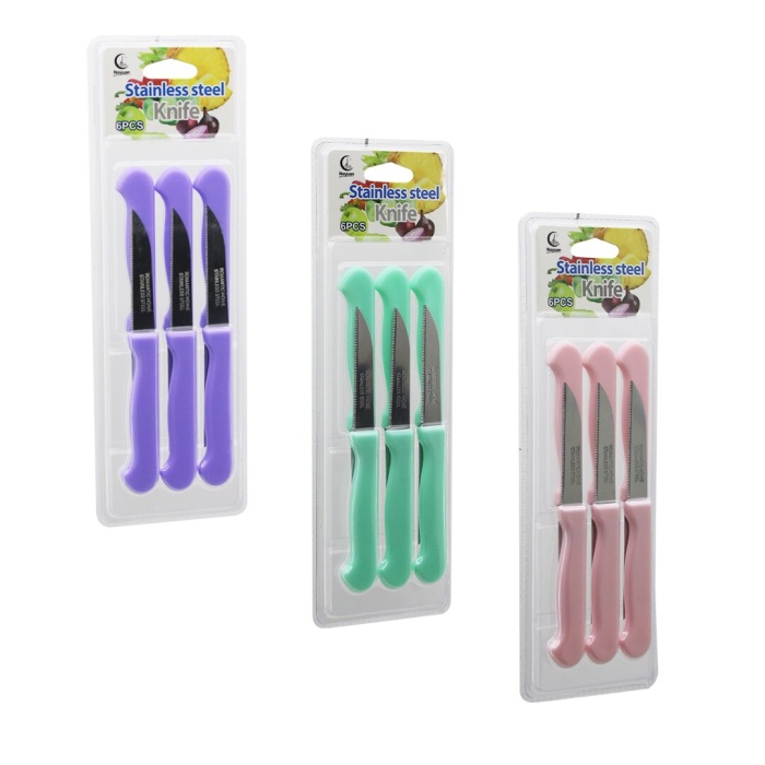 6pcs Meyve Bıçak  Renkli Plastik Saplı   Vakumlu Ambalaj   Brkt-806155 (4915) Go-53-vice/(1395)