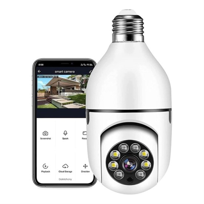 Wifi 360 Panoramik Ampul Kamera Gece Görüş Ses Akıllı Hareket Algılayıcı (4915) Go-53-vice/(1395)