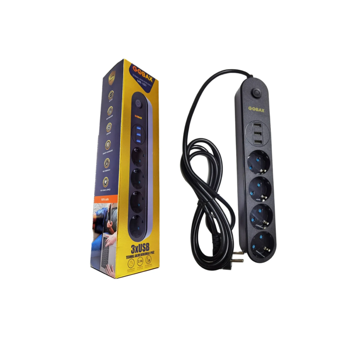 Termal Akım Korumalı Grup Priz Ve 3’lü Usb Şarj Aleti (4915) Go-53-vice/(1395)