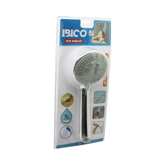 Orta Boy Yuvarlak - Bombeli =9.7cm Duş Başlık Kademeli Vakumlu Krom Gövde - Gri Zeminsap:14.5cm (4915) Go-53-vice/(1395)