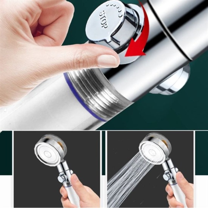 Turbo Pervaneli Ve Filtreli Su Tasarruflu 360 Derece Dönebilen Tazyikli Duş Başlığı (4915) Go-53-vice/(1395)