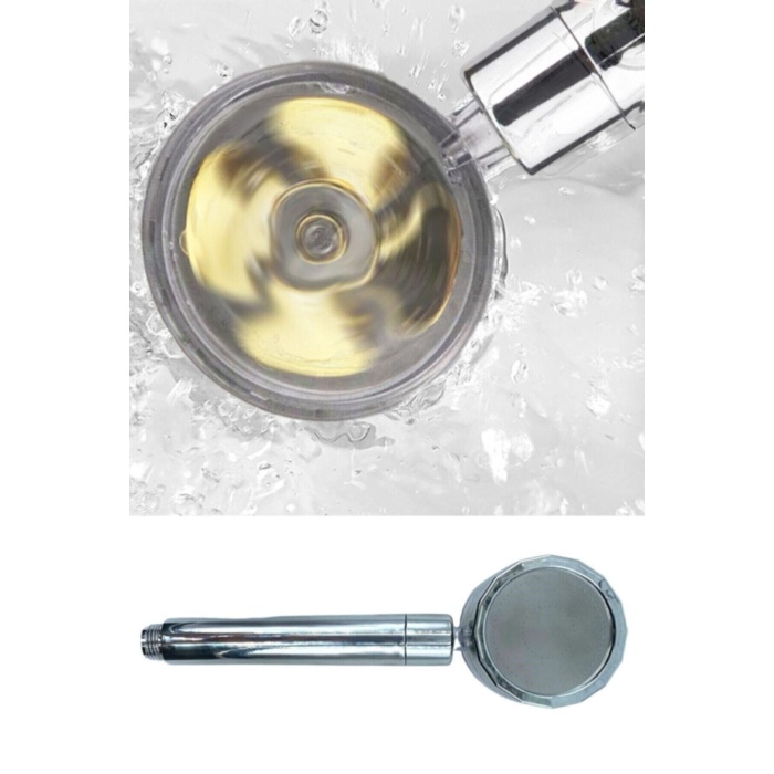 Turbo Duş Başlığı Su Tasarruflu 360 Hareketli Pervaneli Tazyikli Tuşlu Duş Başlığı (4915) Go-53-vice/(1395)