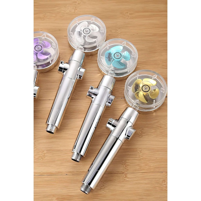 Turbo Duş Başlığı Su Tasarruflu 360 Hareketli Pervaneli Tazyikli Tuşlu Duş Başlığı (4915) Go-53-vice/(1395)