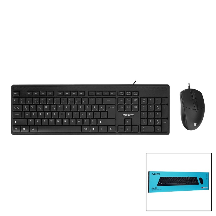 Everest Km-515  Usb Kablolu  Klavye - Mouse  Set   Q Klavye (4915) Go-53-vice/(1395)